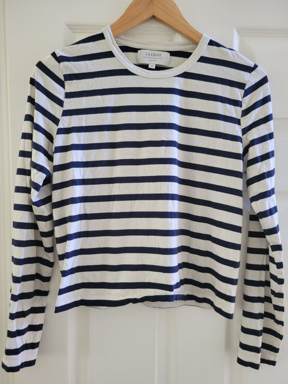 La Ligne NY Blue White Striped Breton Cotton Top size XS French Quiet Luxury USA